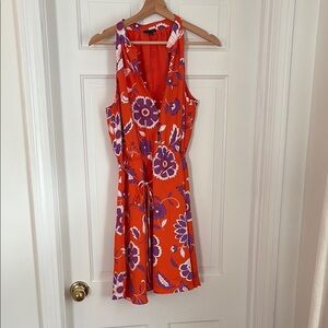 Ann Taylor Orange Sleeveless Halter Mini Dress